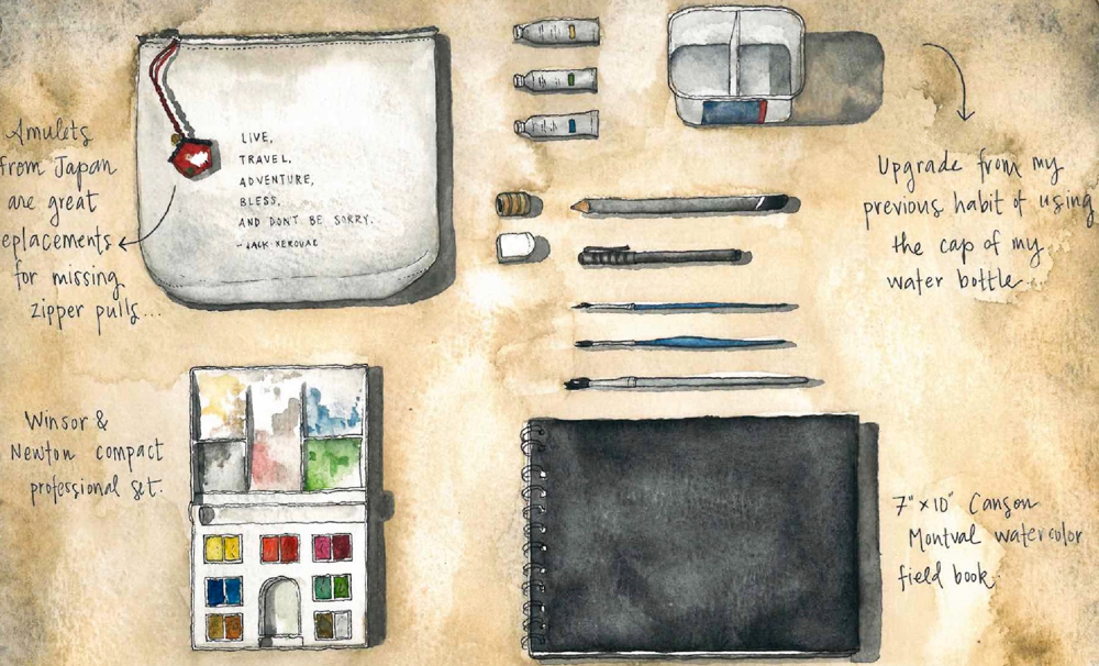 My Travel Art Kit, On-the-go gouache and sketch essentials